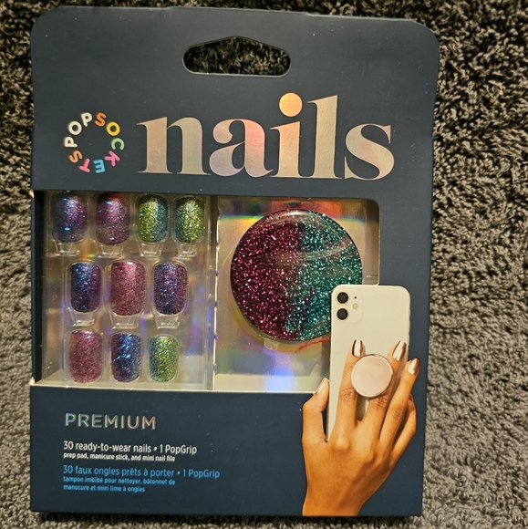 PopSocket Accessories - Popsocket and matching popsocket ready to wear nails glitter